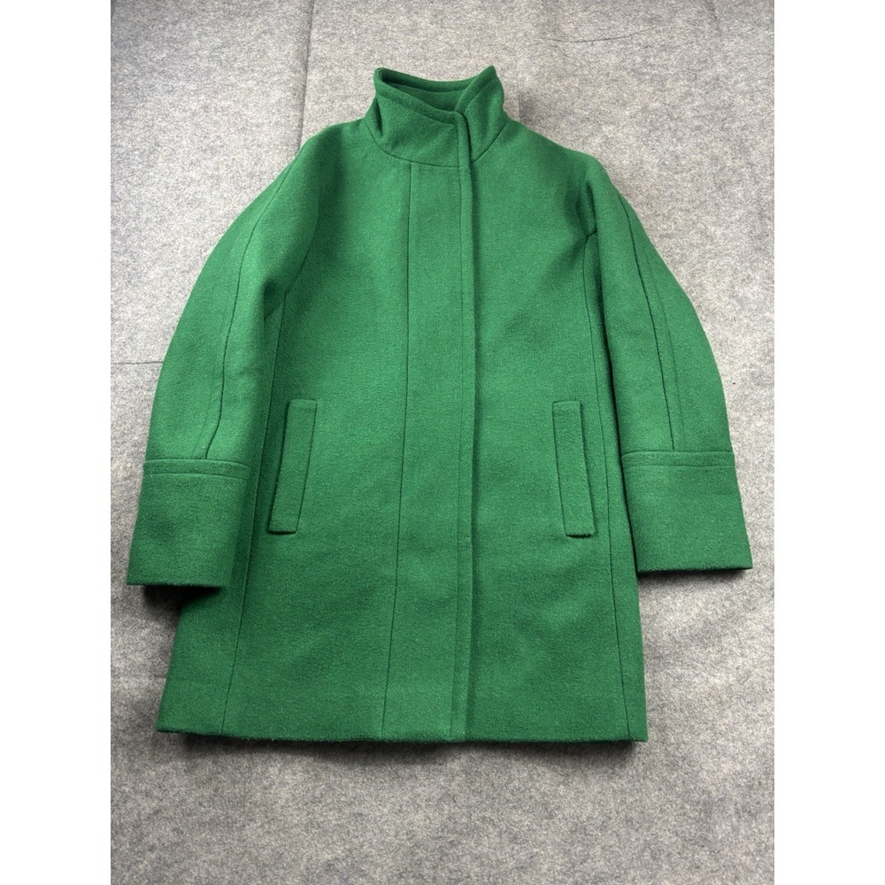 J.Crew Factory City Coat Womens 00 Wool Blend Mid Length Kelly Green Preppy